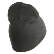 U.S. Army 1st Armored Division  Symbol Embroidered 8 Inch Solid Knit Short Beanie Made in USA - Charcoal OSFM