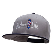 Barber Life Embroidered Two Tone Superior Cotton Twill Flat Bill Snapback Cap