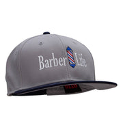 Barber Life Embroidered Two Tone Superior Cotton Twill Flat Bill Snapback Cap