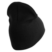 U.S. Army 2nd Armored Division Symbol Embroidered 8 Inch Solid Knit Short Beanie Made in USA - Black OSFM