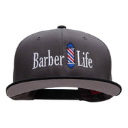 Barber Life Embroidered Two Tone Superior Cotton Twill Flat Bill Snapback Cap