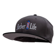 Barber Life Embroidered Two Tone Superior Cotton Twill Flat Bill Snapback Cap