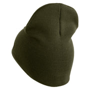 U.S. Army 2nd Armored Division Symbol Embroidered 8 Inch Solid Knit Short Beanie Made in USA - Olive OSFM