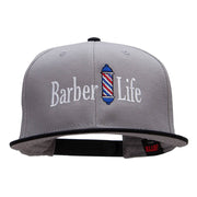 Barber Life Embroidered Two Tone Superior Cotton Twill Flat Bill Snapback Cap