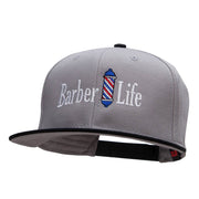 Barber Life Embroidered Two Tone Superior Cotton Twill Flat Bill Snapback Cap