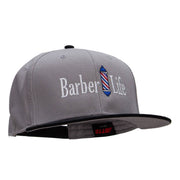 Barber Life Embroidered Two Tone Superior Cotton Twill Flat Bill Snapback Cap