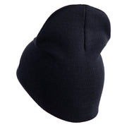 U.S. Army 2nd Armored Division Symbol Embroidered 8 Inch Solid Knit Short Beanie Made in USA - Navy OSFM