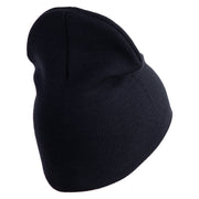 U.S. Army 2nd Armored Division Symbol Embroidered 8 Inch Solid Knit Short Beanie Made in USA - Navy OSFM