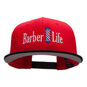 Barber Life Embroidered Two Tone Superior Cotton Twill Flat Bill Snapback Cap