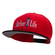 Barber Life Embroidered Two Tone Superior Cotton Twill Flat Bill Snapback Cap