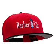 Barber Life Embroidered Two Tone Superior Cotton Twill Flat Bill Snapback Cap