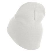 U.S. Army 2nd Armored Division Symbol Embroidered 8 Inch Solid Knit Short Beanie Made in USA - White OSFM