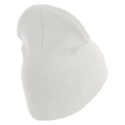 U.S. Army 2nd Armored Division Symbol Embroidered 8 Inch Solid Knit Short Beanie Made in USA - White OSFM