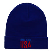 Made In The USA Phrase Embroidered Long Knitted Beanie