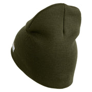 U.S. Army 3rd Armored Division Symbol Embroidered 8 Inch Solid Knit Short Beanie Made in USA - Olive OSFM