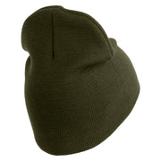 U.S. Army 3rd Armored Division Symbol Embroidered 8 Inch Solid Knit Short Beanie Made in USA - Olive OSFM