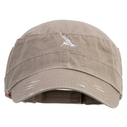 Windsurfing Embroidered Enzyme Frayed Solid Army Caps - Khaki OSFM