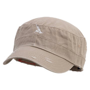Windsurfing Embroidered Enzyme Frayed Solid Army Caps - Khaki OSFM