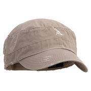 Windsurfing Embroidered Enzyme Frayed Solid Army Caps - Khaki OSFM
