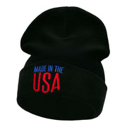 Made In The USA Phrase Embroidered Long Knitted Beanie