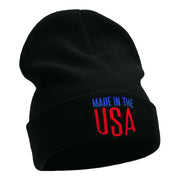 Made In The USA Phrase Embroidered Long Knitted Beanie