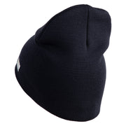 U.S. Army 3rd Armored Division Symbol Embroidered 8 Inch Solid Knit Short Beanie Made in USA - Navy OSFM