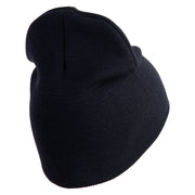 U.S. Army 3rd Armored Division Symbol Embroidered 8 Inch Solid Knit Short Beanie Made in USA - Navy OSFM