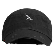 Windsurfing Embroidered Enzyme Frayed Solid Army Caps - Black OSFM