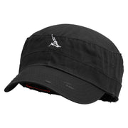 Windsurfing Embroidered Enzyme Frayed Solid Army Caps - Black OSFM