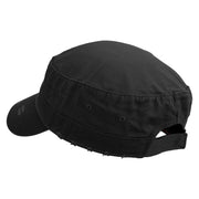 Windsurfing Embroidered Enzyme Frayed Solid Army Caps - Black OSFM