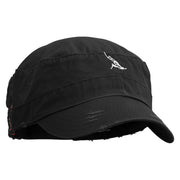 Windsurfing Embroidered Enzyme Frayed Solid Army Caps - Black OSFM