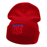 Made In The USA Phrase Embroidered Long Knitted Beanie