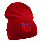 Made In The USA Phrase Embroidered Long Knitted Beanie