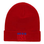 Made In The USA Phrase Embroidered Long Knitted Beanie