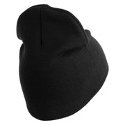 U.S. Army 3rd Armored Division Symbol Embroidered 8 Inch Solid Knit Short Beanie Made in USA - Black OSFM