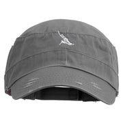Windsurfing Embroidered Enzyme Frayed Solid Army Caps - Grey OSFM
