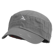 Windsurfing Embroidered Enzyme Frayed Solid Army Caps - Grey OSFM