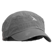 Windsurfing Embroidered Enzyme Frayed Solid Army Caps - Grey OSFM