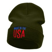 Made In The USA Phrase Embroidered Long Knitted Beanie