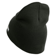 U.S. Army 3rd Armored Division Symbol Embroidered 8 Inch Solid Knit Short Beanie Made in USA - Graphite OSFM