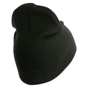 U.S. Army 3rd Armored Division Symbol Embroidered 8 Inch Solid Knit Short Beanie Made in USA - Graphite OSFM