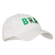 Brazil BRA Flag Embroidered Washed Cotton Twill Cap