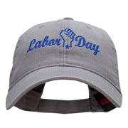 Labor Day Raised Fist Graphic Design Deluxe Garment Washed Cotton Twill Cap