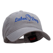 Labor Day Raised Fist Graphic Design Deluxe Garment Washed Cotton Twill Cap