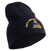U.S. Army 49th Armored Division Symbol Embroidered 8 Inch Solid Knit Short Beanie Made in USA - Navy OSFM