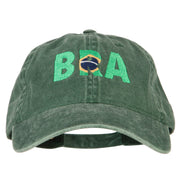 Brazil BRA Flag Embroidered Washed Cotton Twill Cap