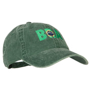 Brazil BRA Flag Embroidered Washed Cotton Twill Cap