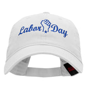 Labor Day Raised Fist Graphic Design Deluxe Garment Washed Cotton Twill Cap