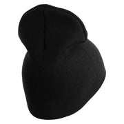 U.S. Army 49th Armored Division Symbol Embroidered 8 Inch Solid Knit Short Beanie Made in USA - Black OSFM