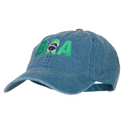 Brazil BRA Flag Embroidered Washed Cotton Twill Cap